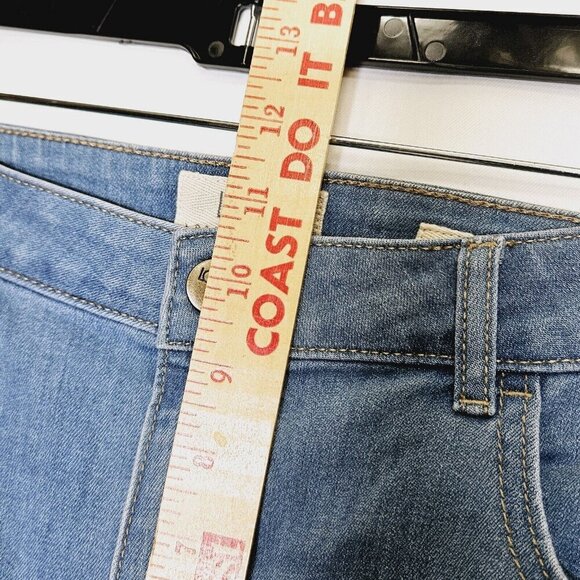 Lori Goldstein Womens Mid Rise Straight Leg Jeans Cropped 12 Lace Hem Blue Denim - Picture 9 of 13